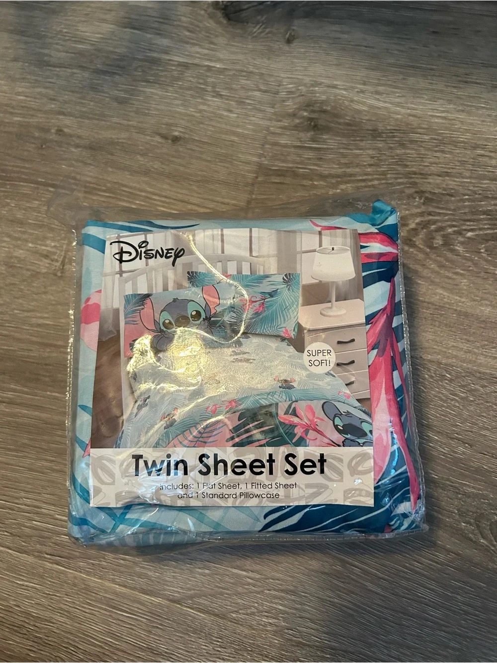 Disney Stitch Tropical Twin Sheet Set - Teal & Pink